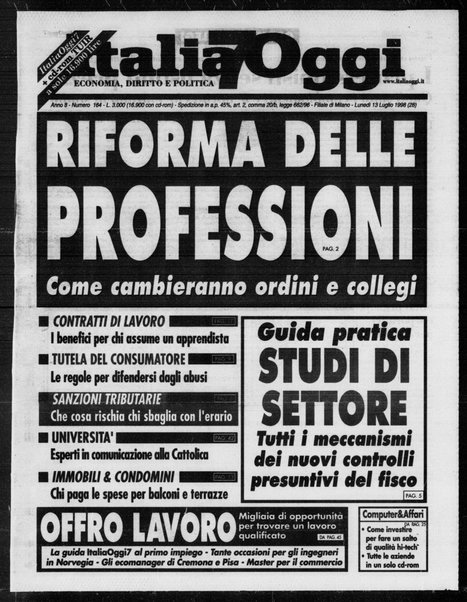 Italia oggi : quotidiano di economia finanza e politica